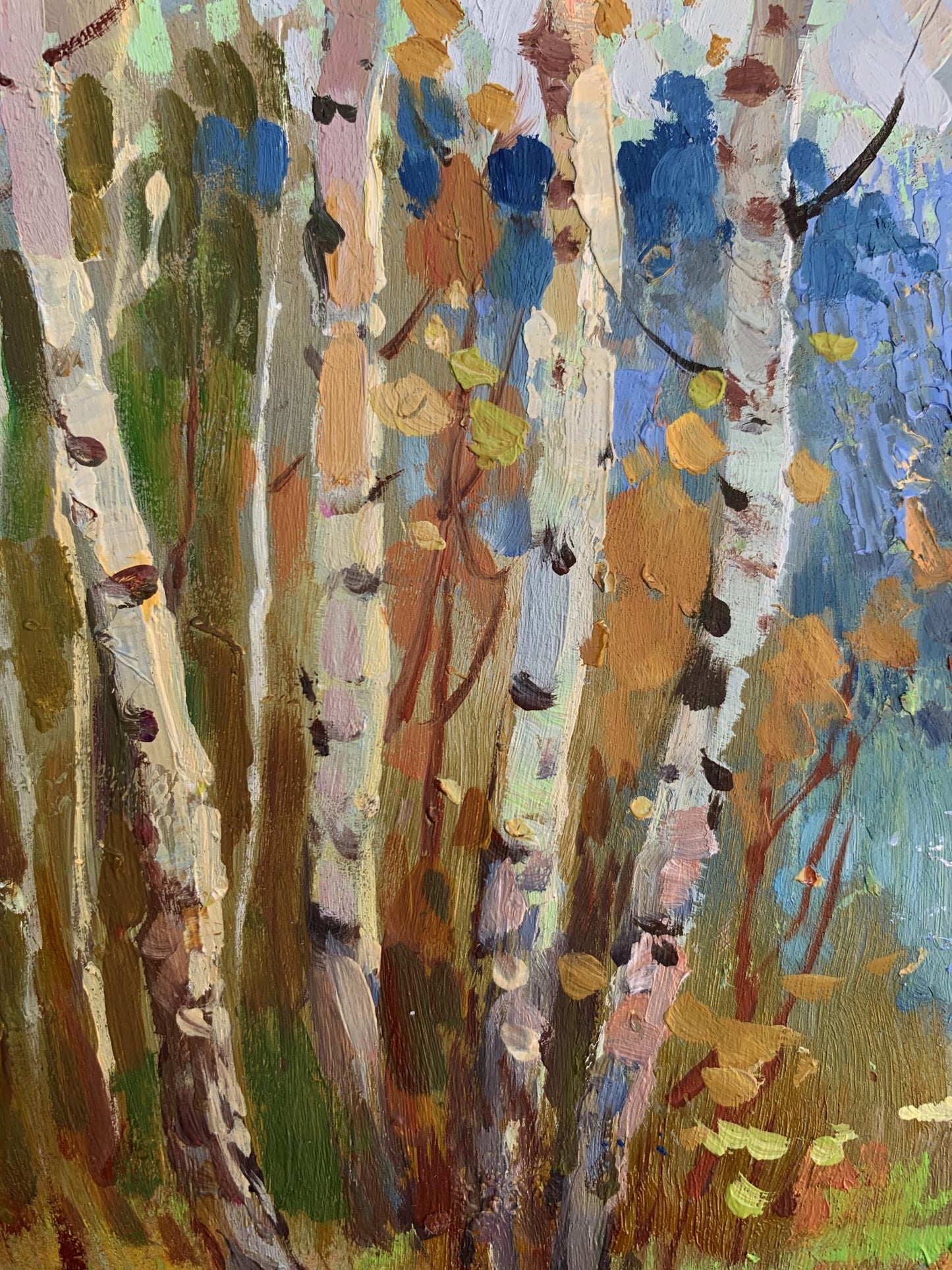 OIl painting Autumn birch grove Yuriy Suprunchuk