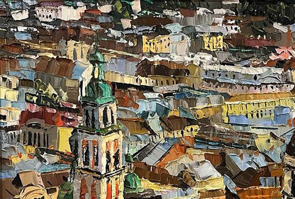 Oil painting Panorama of the ancient city Gorishniy N.A.