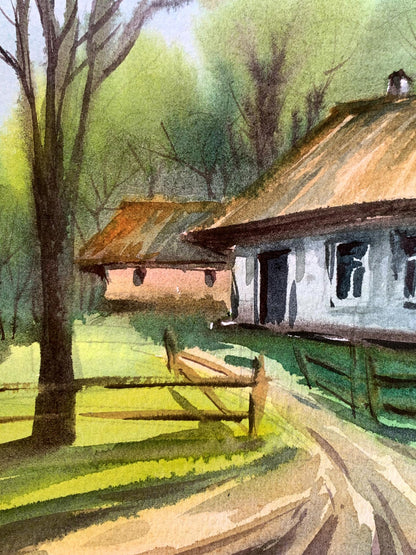 Watercolor painting Road to the village Svetlana Gramm