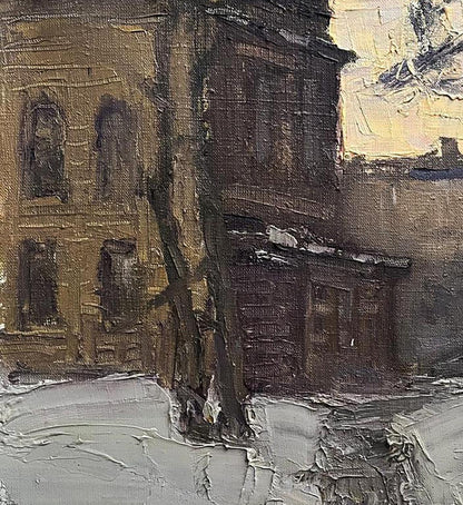 Oil painting Winter evening Volodymyr Pashchenko