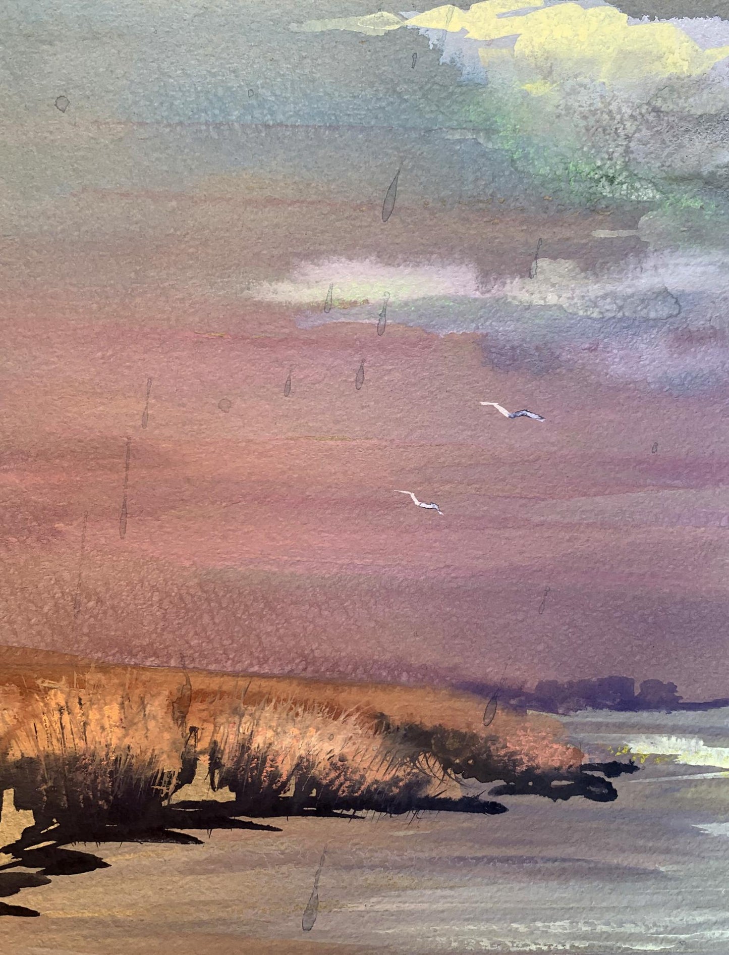 Watercolor painting Sunset on the spit Svetlana Gramm