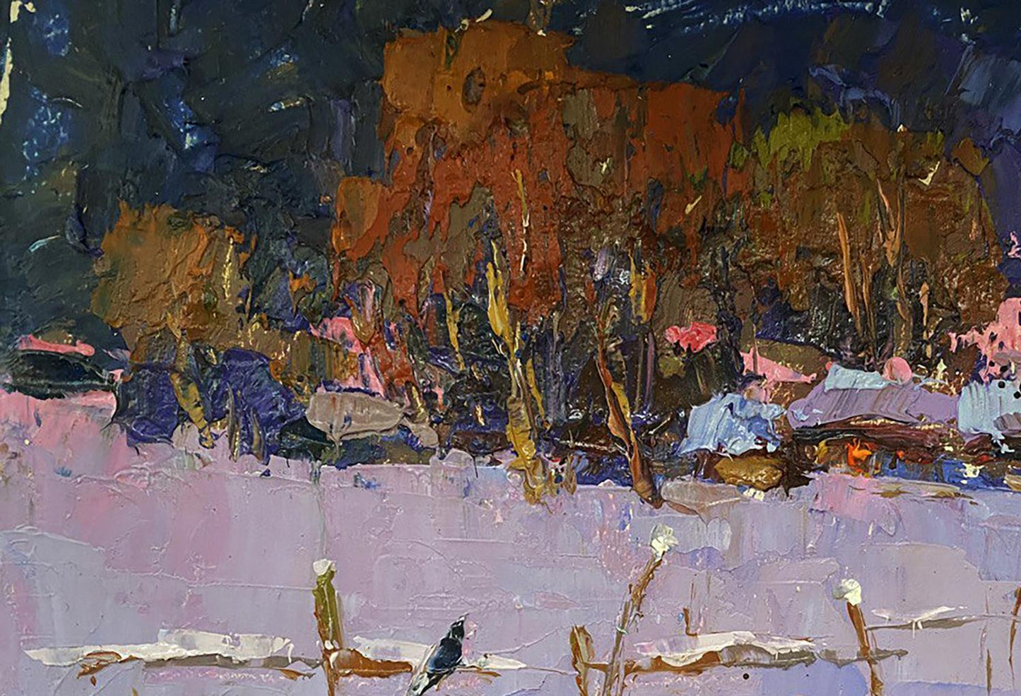 Oil painting Winter evening Oksana Ivanyuk