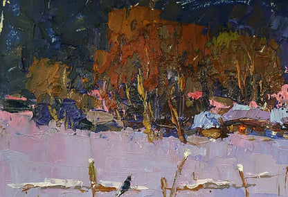 Oil painting Winter evening Oksana Ivanyuk