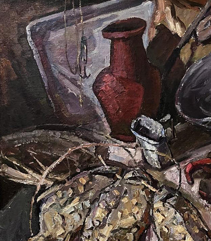 Oil painting Still life with dried fish Oleksandr Andreev