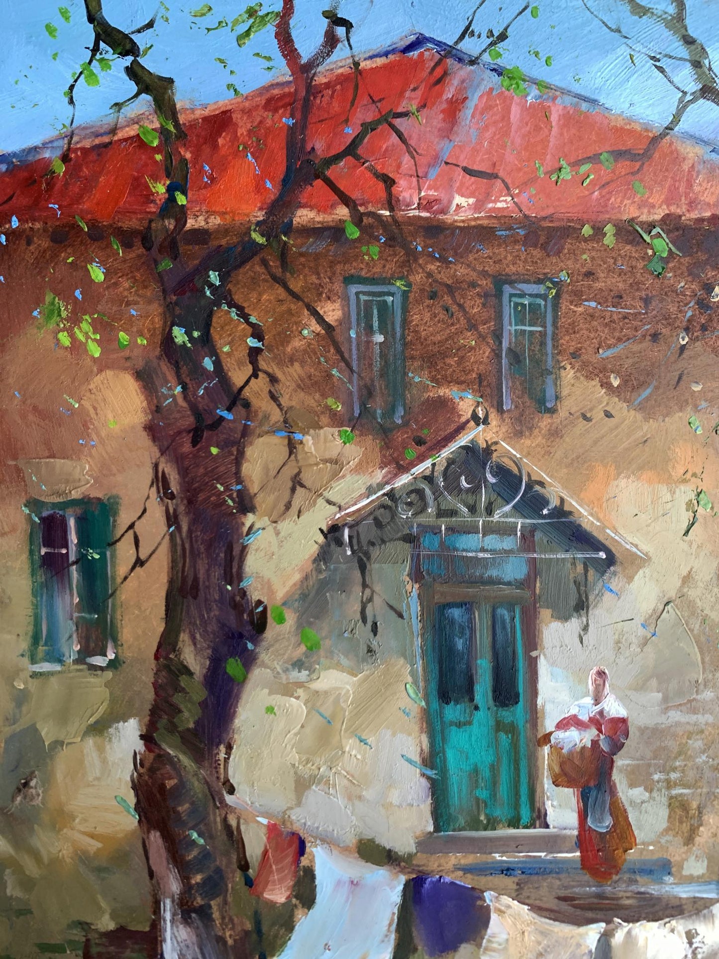 OIl painting A light breeze in the yard Yuriy Suprunchuk