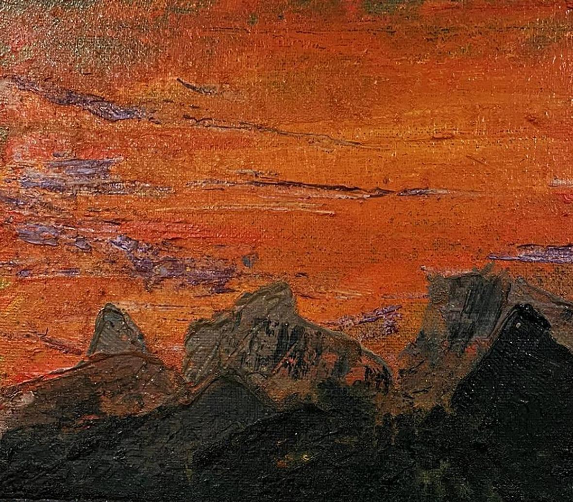 Oil painting Sunset and mountains Serhiy Kovalev