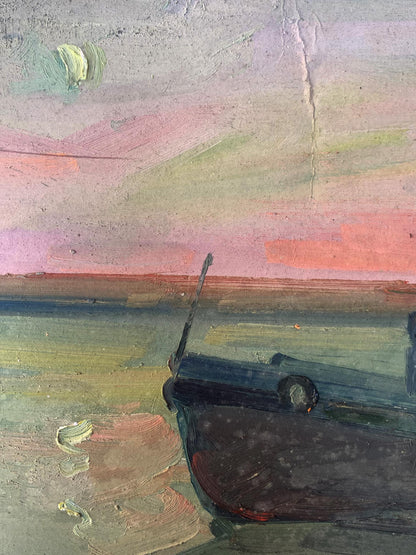 Oil painting Ship on the ferry Peter Dobrev