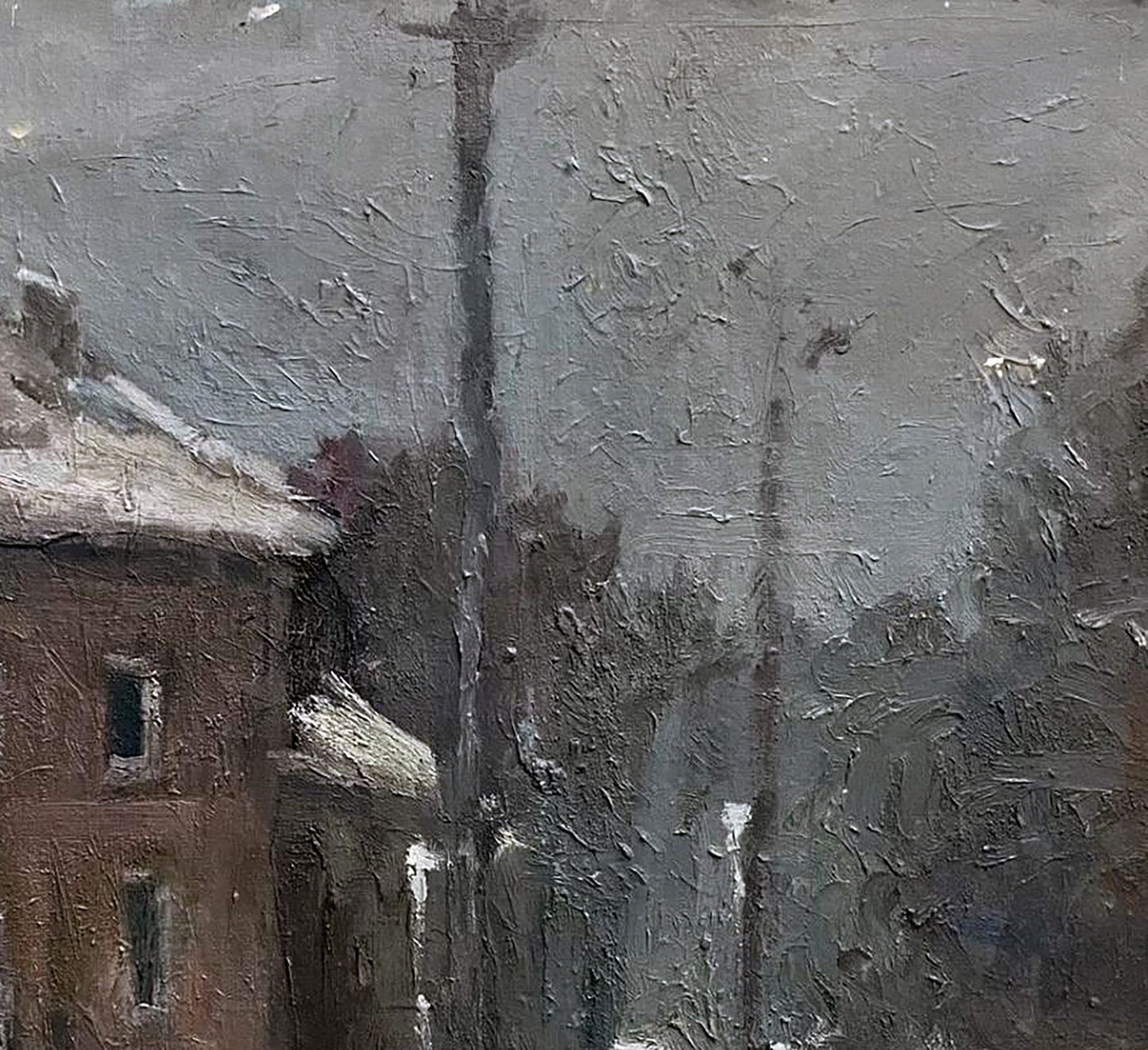 Oil painting Winter on the city streets Volodymyr Pashchenko