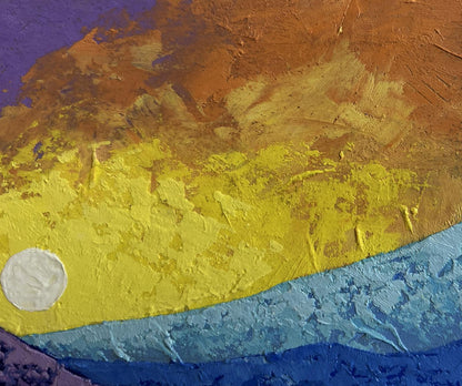 Oil painting Mountain range in scarlet tones V. Zadorozhnya