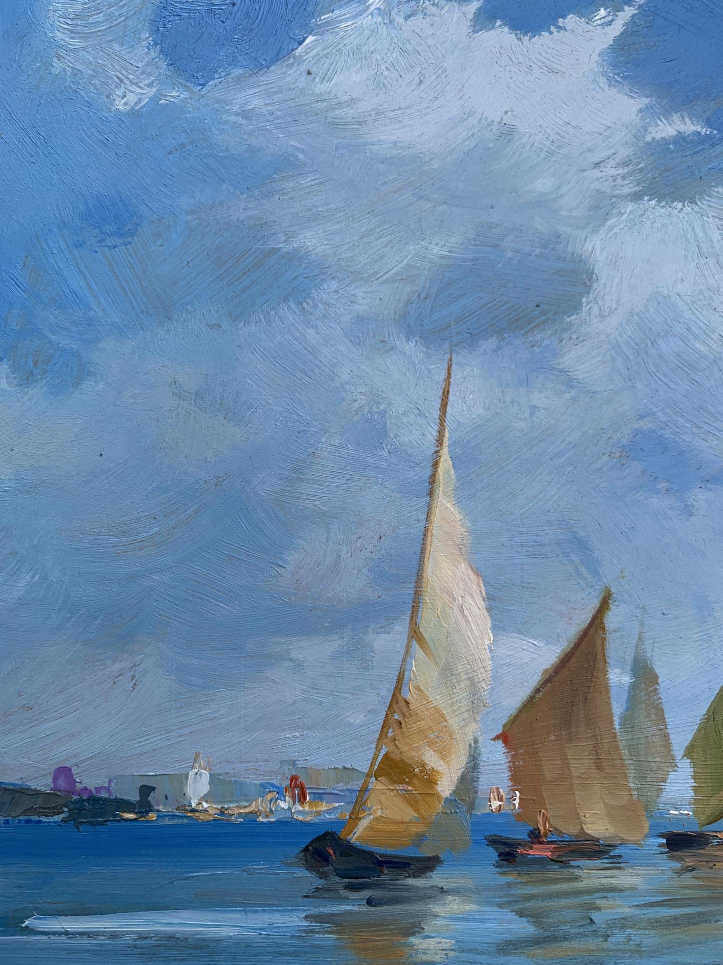 OIl painting Sailboats at sea Yuriy Suprunchuk