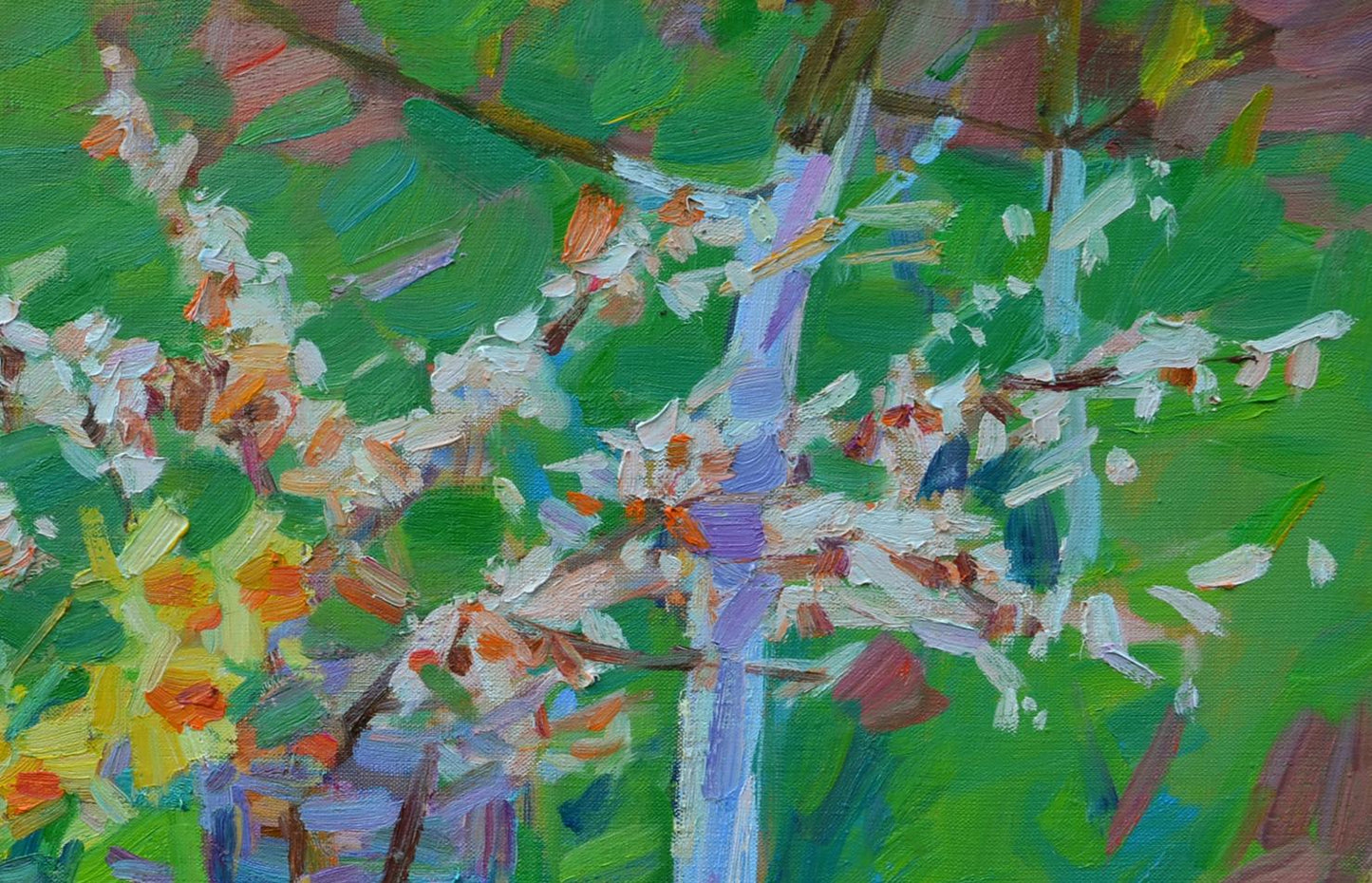 Oli painting Apricot twigs Pereta Vyacheslav