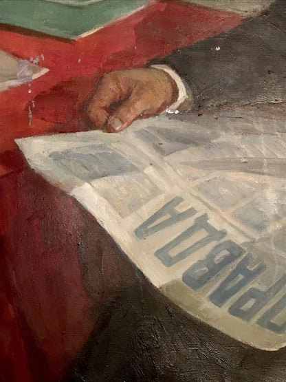 Oil painting Lenin with a newspaper Fedor Zagorodnyuk