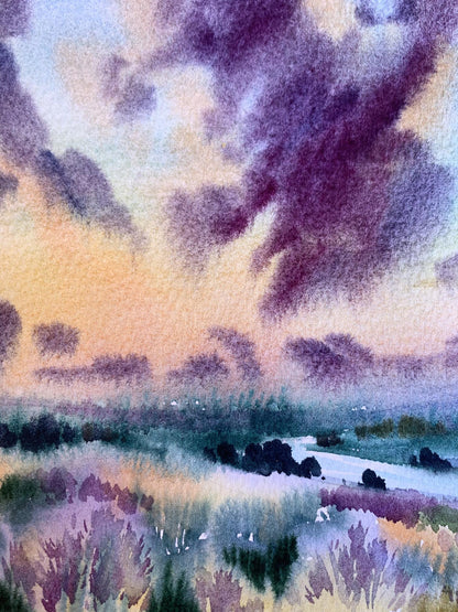 Watercolor painting Shore is covered with clouds Svetlana Gramm