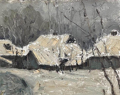 Oil painting Winter in the village Volodymyr Pashchenko