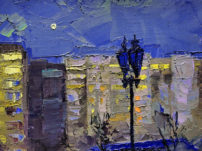 Oil painting Night city Boris Serdyuk