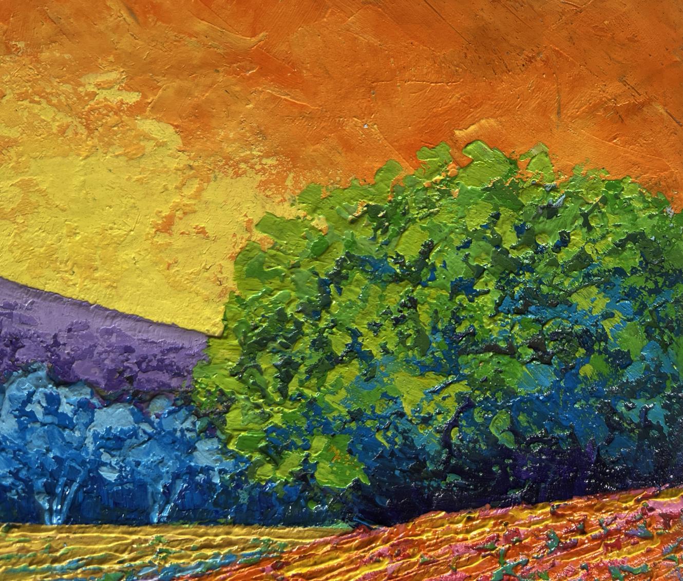 Oil painting Quiet evening in blue shadows V. Zadorozhnya