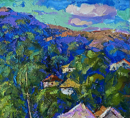 Oil painting A village in a valley Oleksiy Ivanyuk