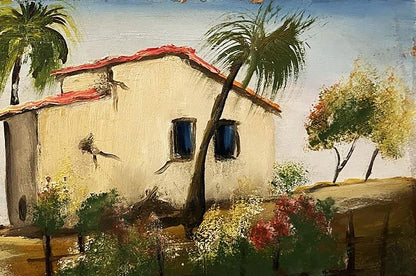 Oil painting Houses by the sea Unknown artist