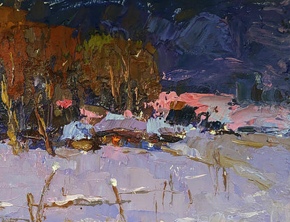 Oil painting Winter evening Oksana Ivanyuk