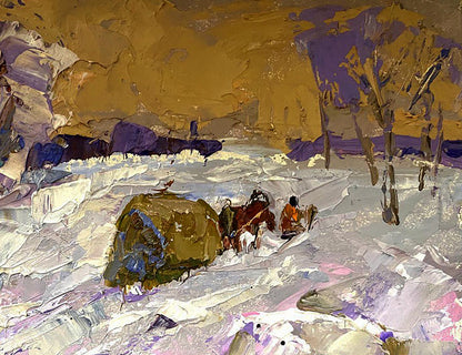 Oil painting Winter evening Oleksiy Ivanyuk