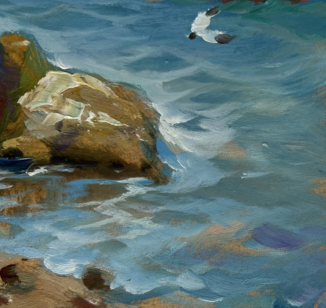 Oil painting Sailboats on the sea horizon Yuriy Suprunchuk