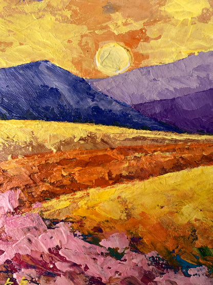 Oil painting Sun over the mountains V. Zadorozhnya