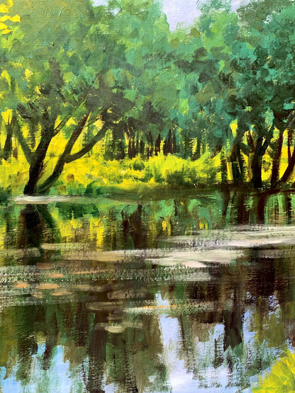 Oil painting Forest river Valentina Simashchuk