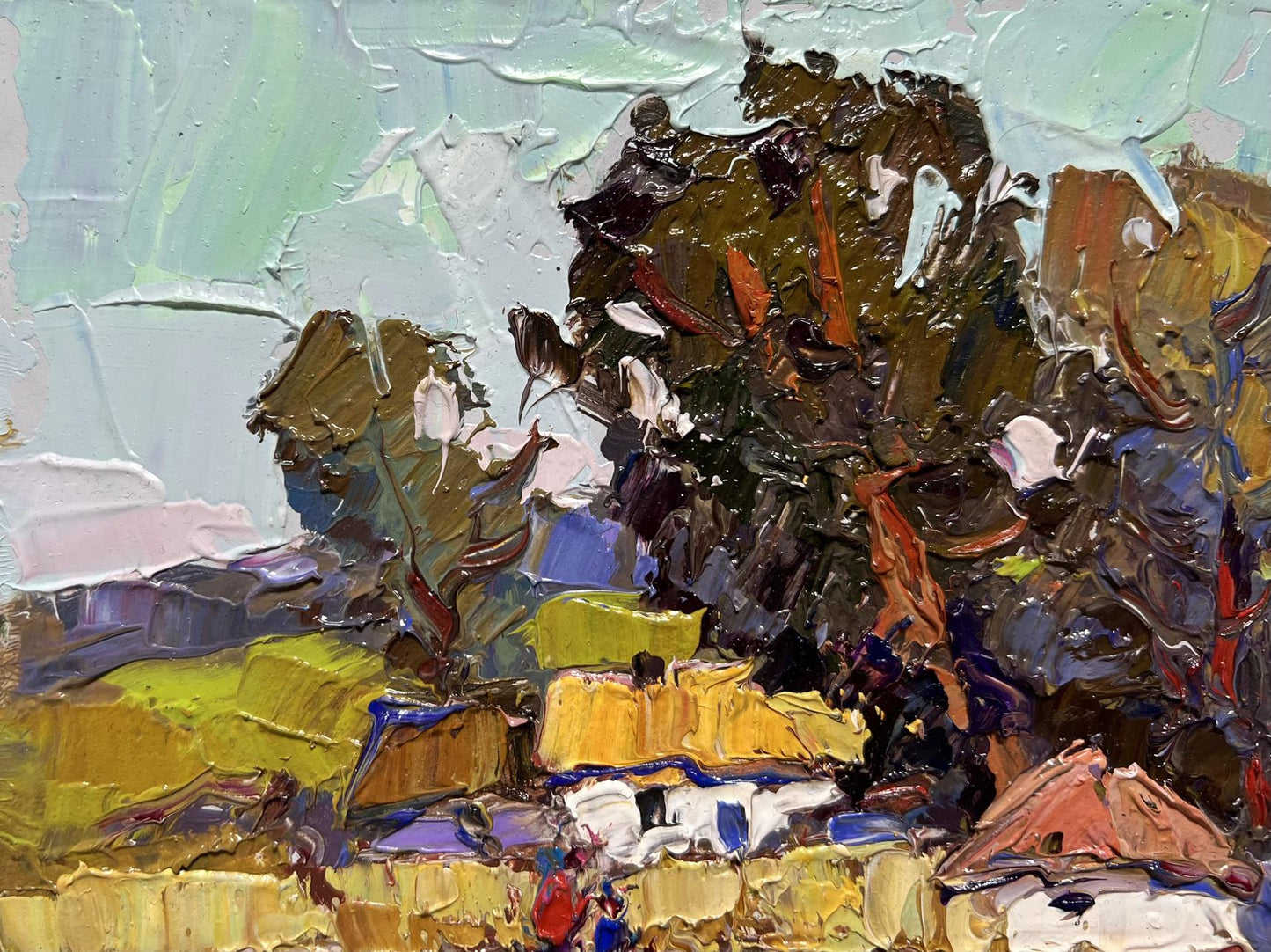 Oil painting Village houses Oksana Ivanyuk
