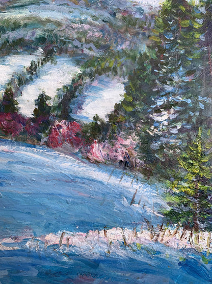 Oil painting Snow fell in the mountains Yu. Ulinets