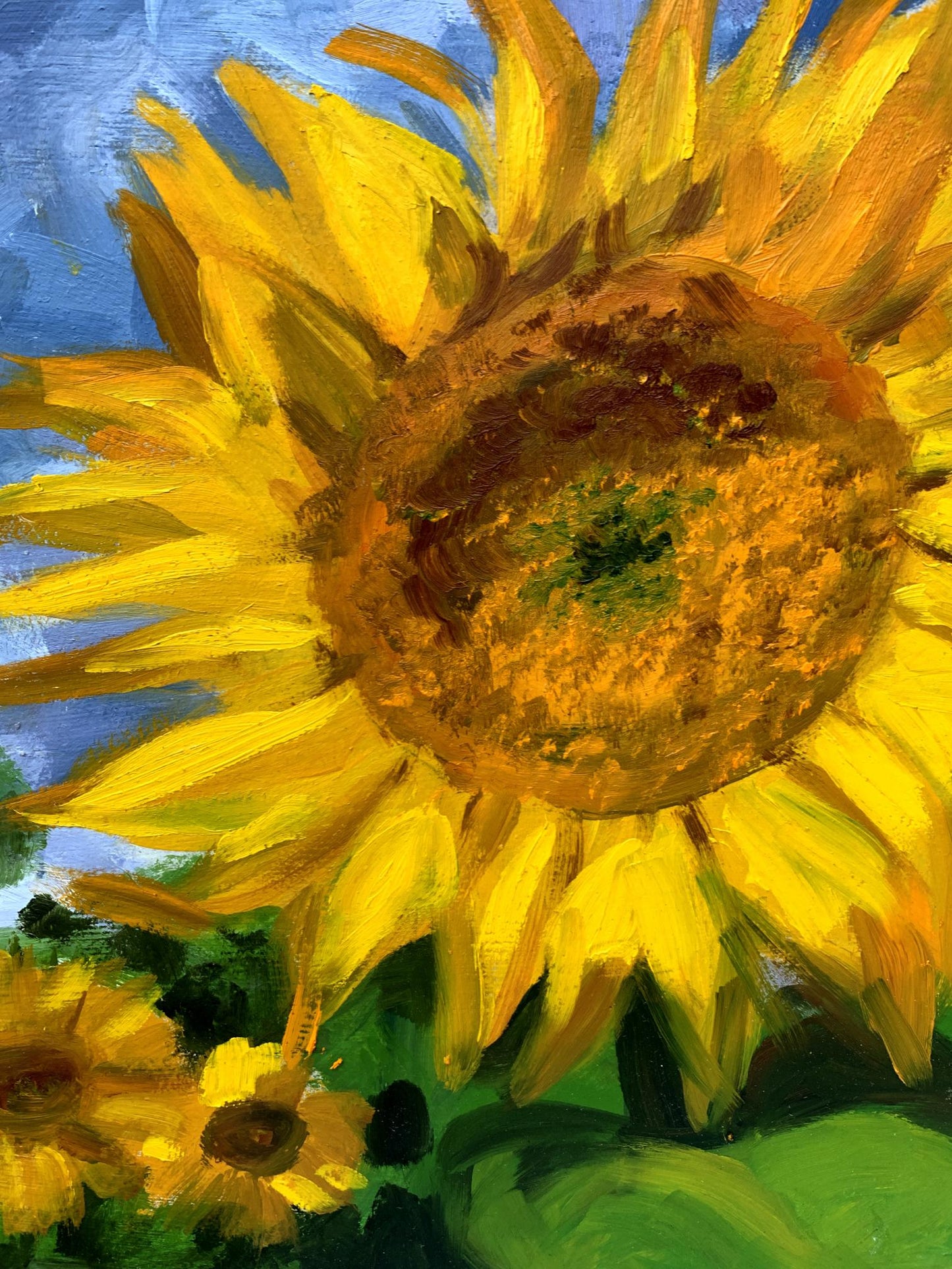 Oil painting Sunflowers and clouds Valentina Simashchuk