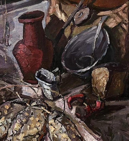 Oil painting Still life with dried fish Oleksandr Andreev