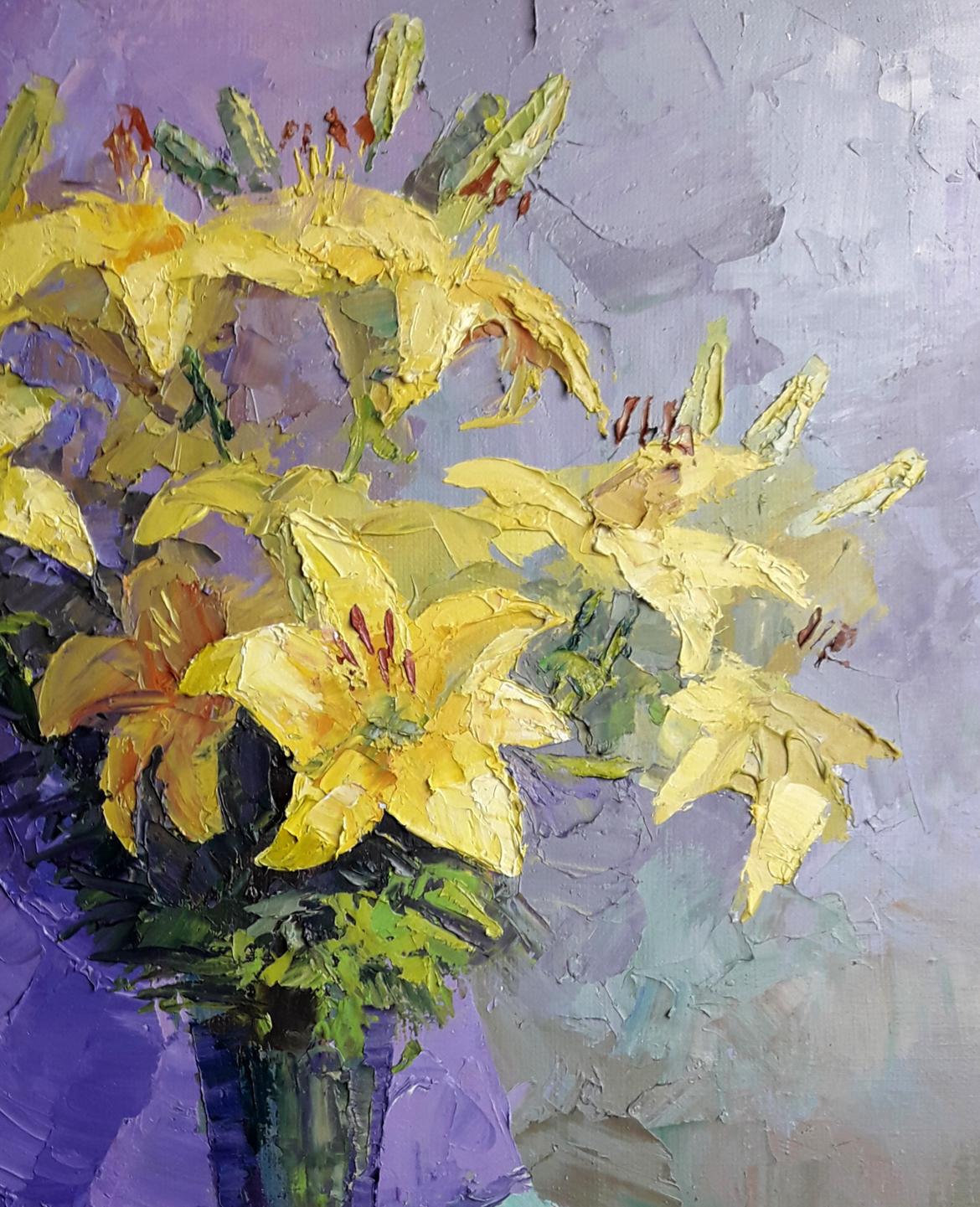 Oil painting Yellow lilies Boris Serdyuk