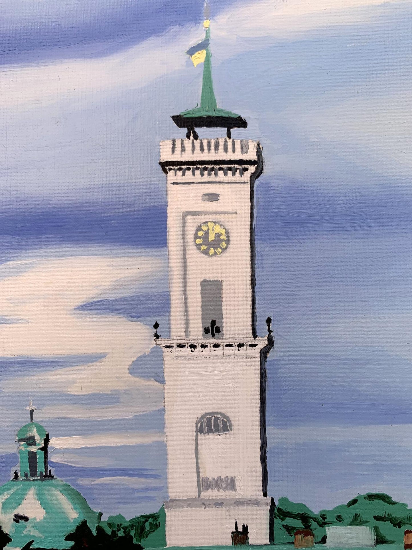 Oil painting City Tower Oleksandr Gukalov