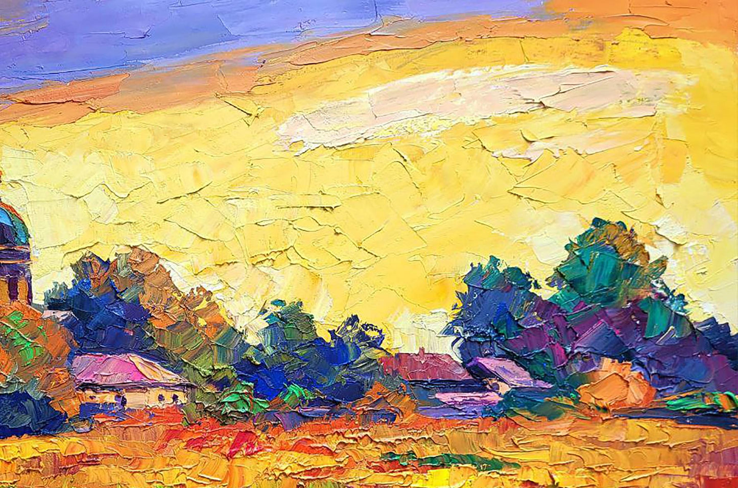 Oil painting Sunset over the village Boris Serdyuk