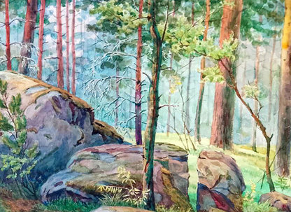 Watercolor painting In a forest fairy tale Anatolii Duhnevich