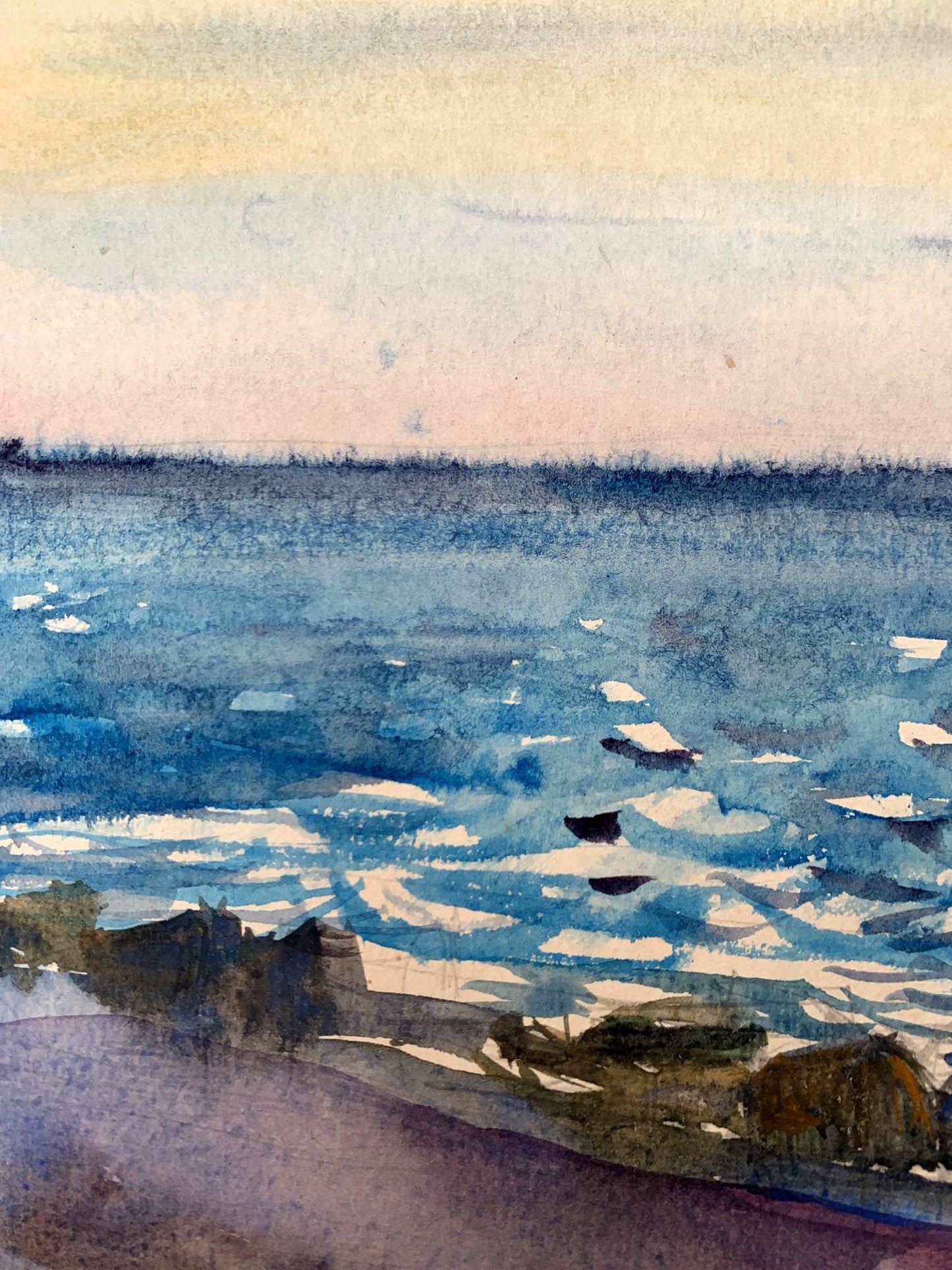 Watercolor painting With a view of the sea Unknown artist