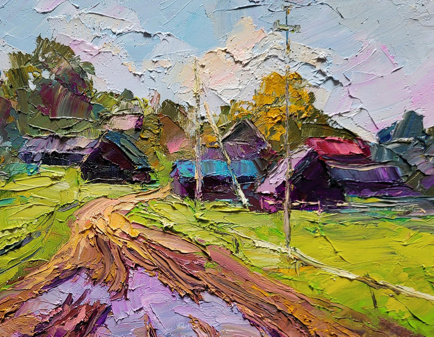 Oil painting Returning to the village Boris Serdyuk