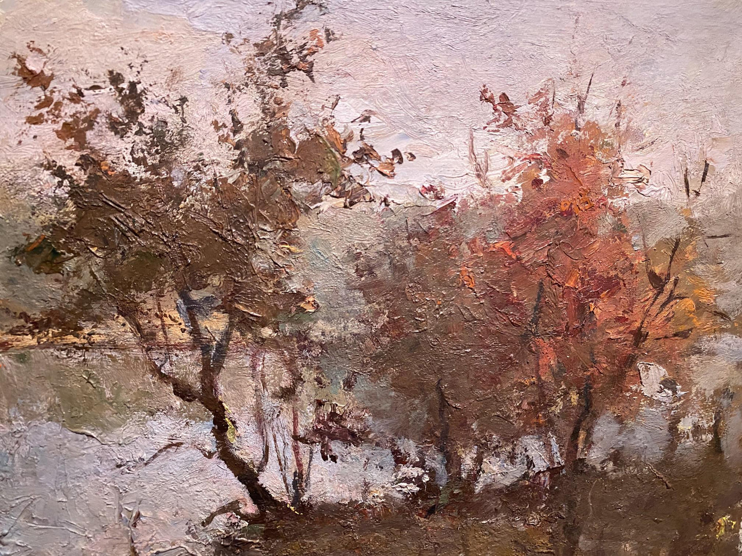 Oil painting Autumn lake Unknown artist