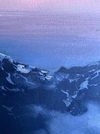 Oil painting Snowy mountains Unknown artist