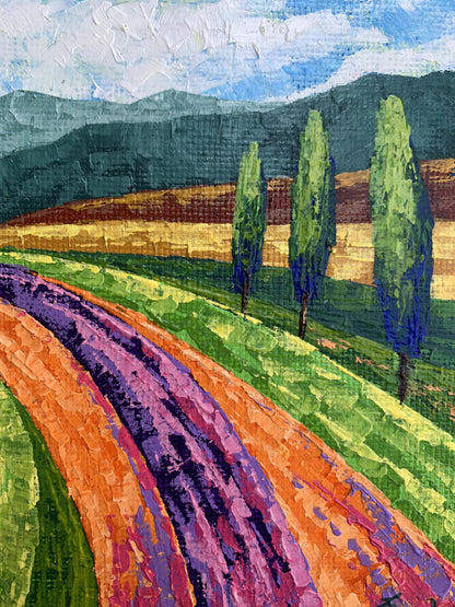 Oil painting Glade road to the mountains V. Zadorozhnya