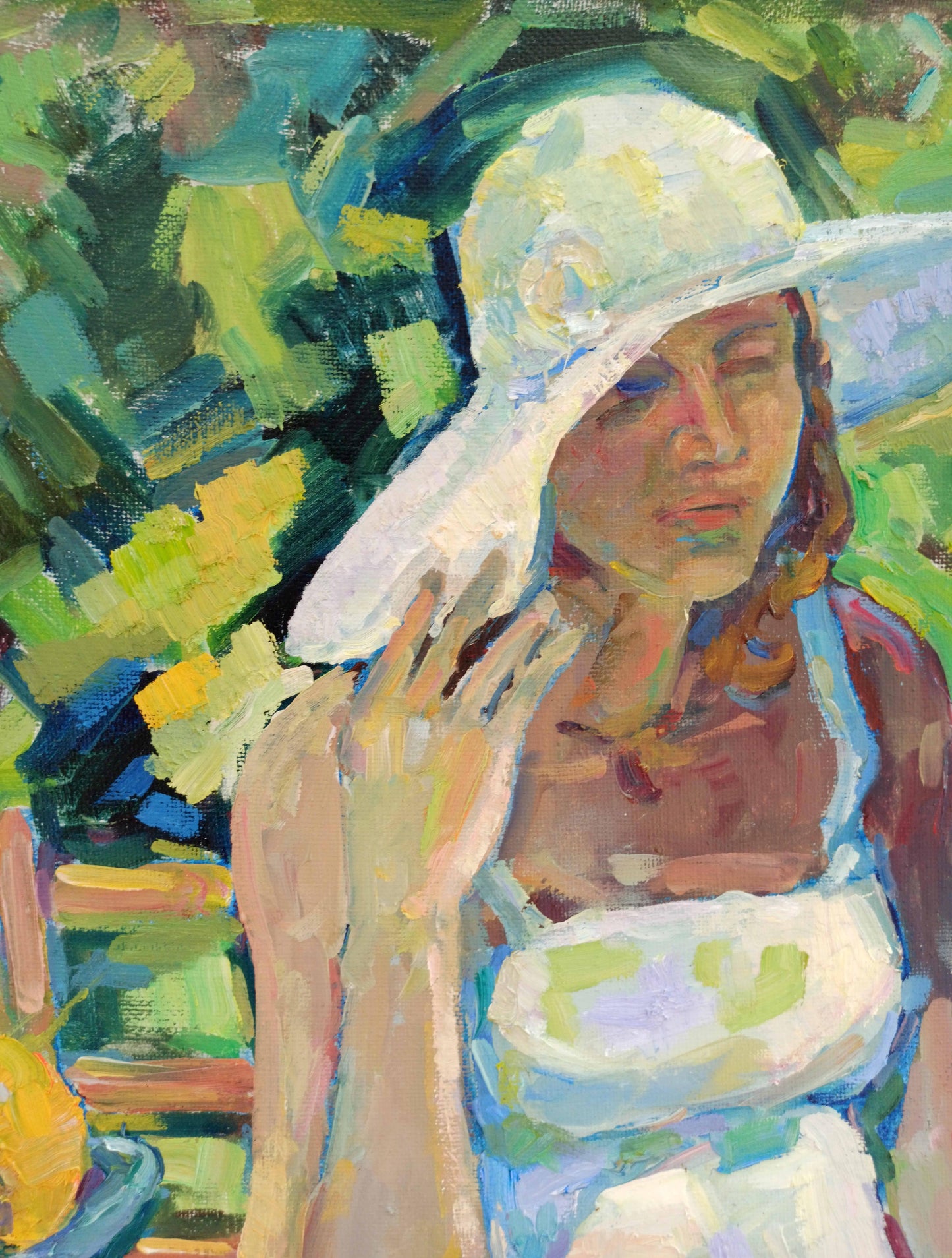 Oil painting Girl in the garden Peter Tovpev