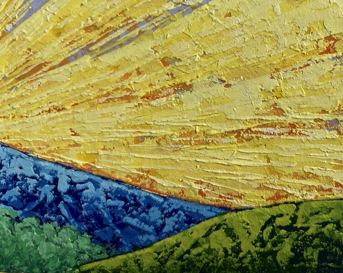 Oil painting Sunset rays over a mountain valley V. Zadorozhnya