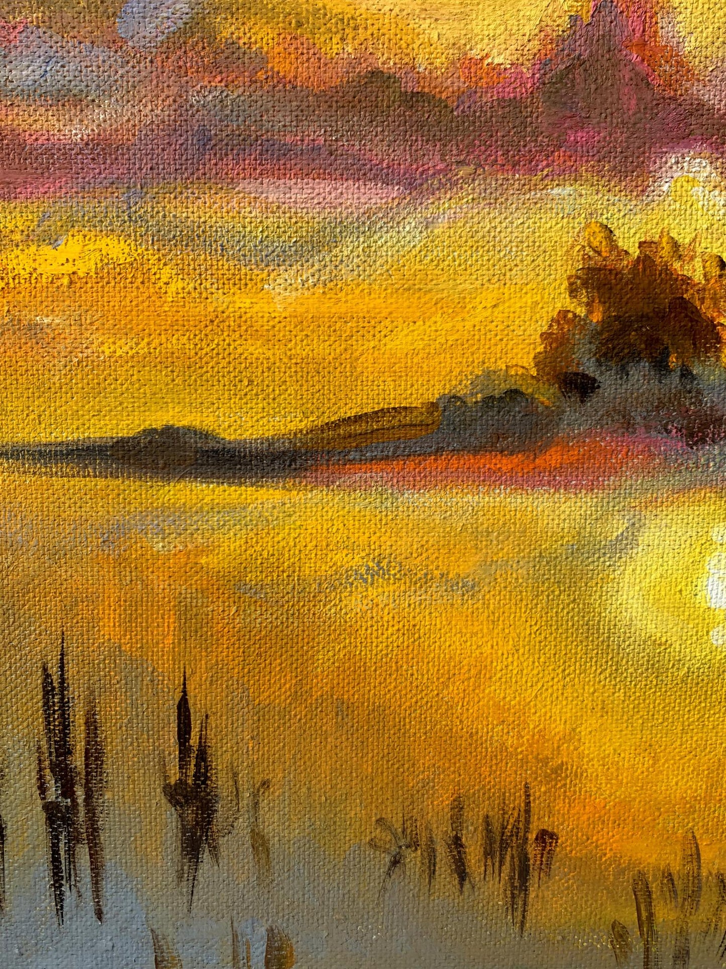 Oil painting Sunset sun Valentina Simashchuk