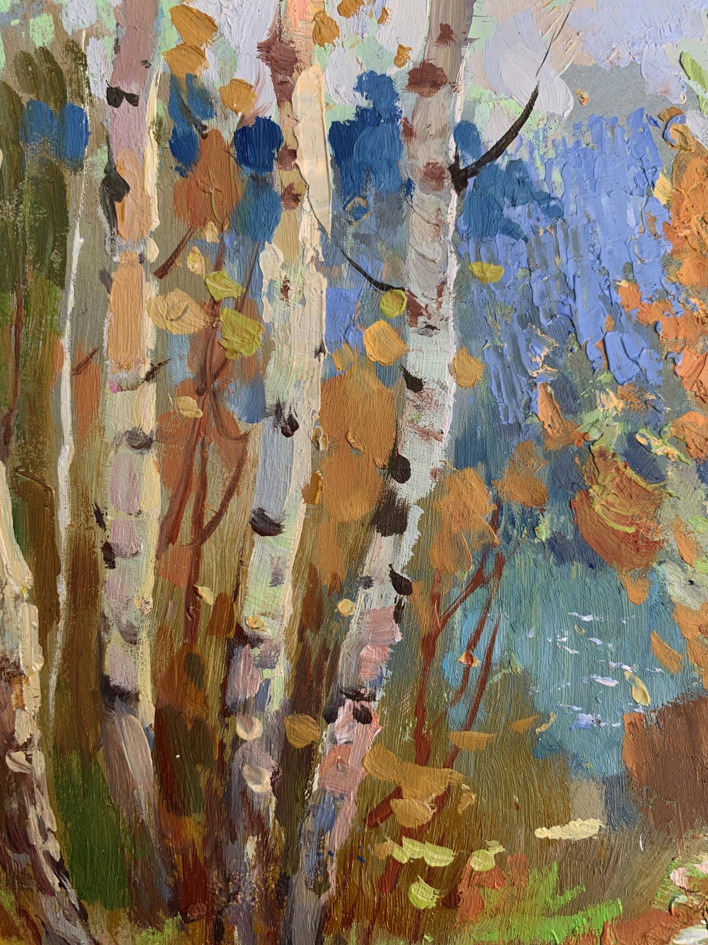 OIl painting Autumn birch grove Yuriy Suprunchuk