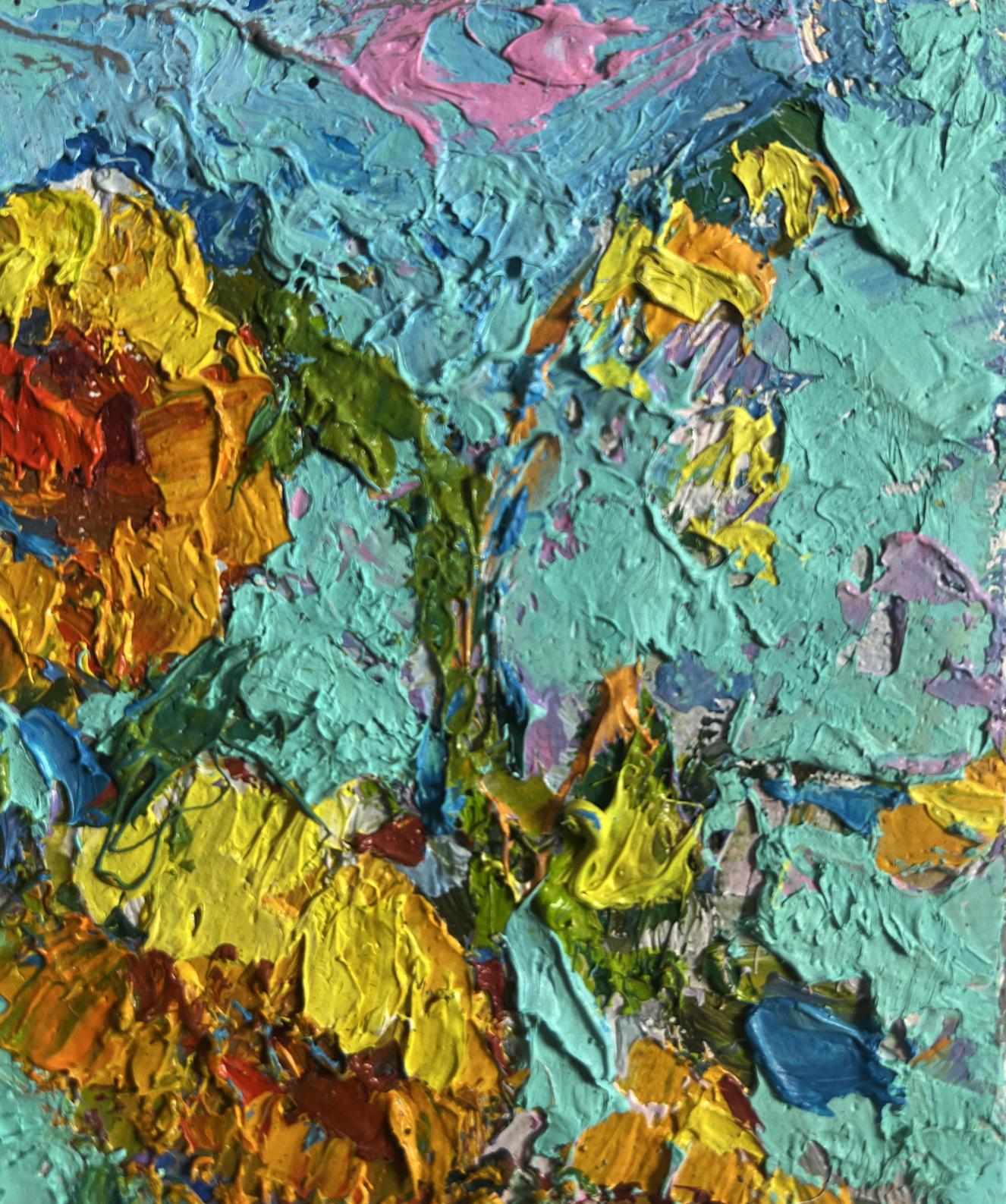 Oil painting Sunflowers in the field Oksana Ivanyuk