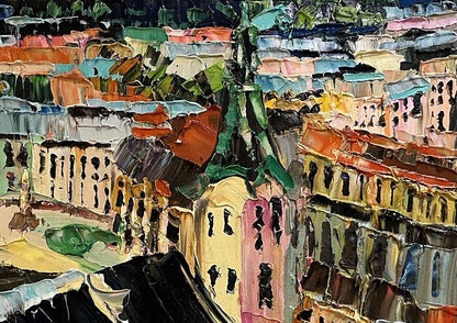 Oil painting Panorama of the old town Horishnyi N.A.