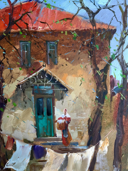 OIl painting A light breeze in the yard Yuriy Suprunchuk