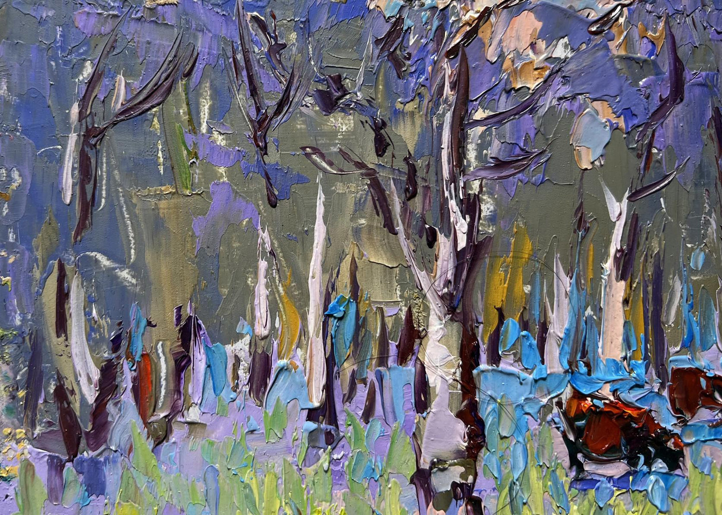 Oil painting Early spring and the meadows are in bloom Oleksiy Ivanyuk