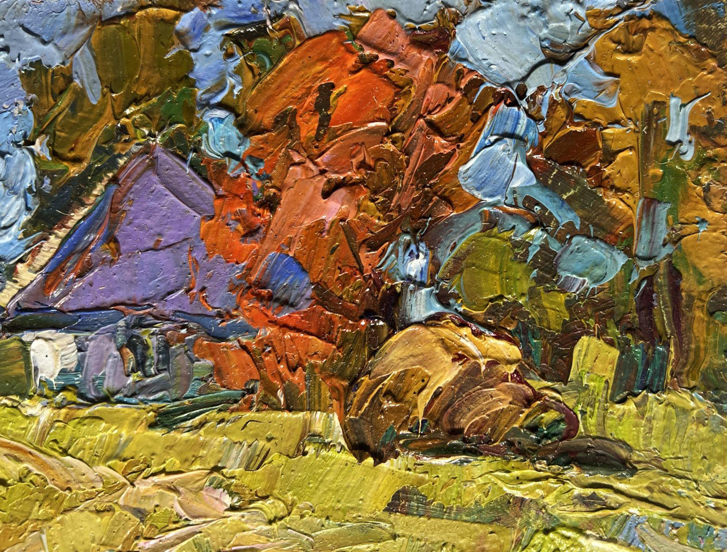 Oil painting Autumn has come to the village Oksana Ivanyuk