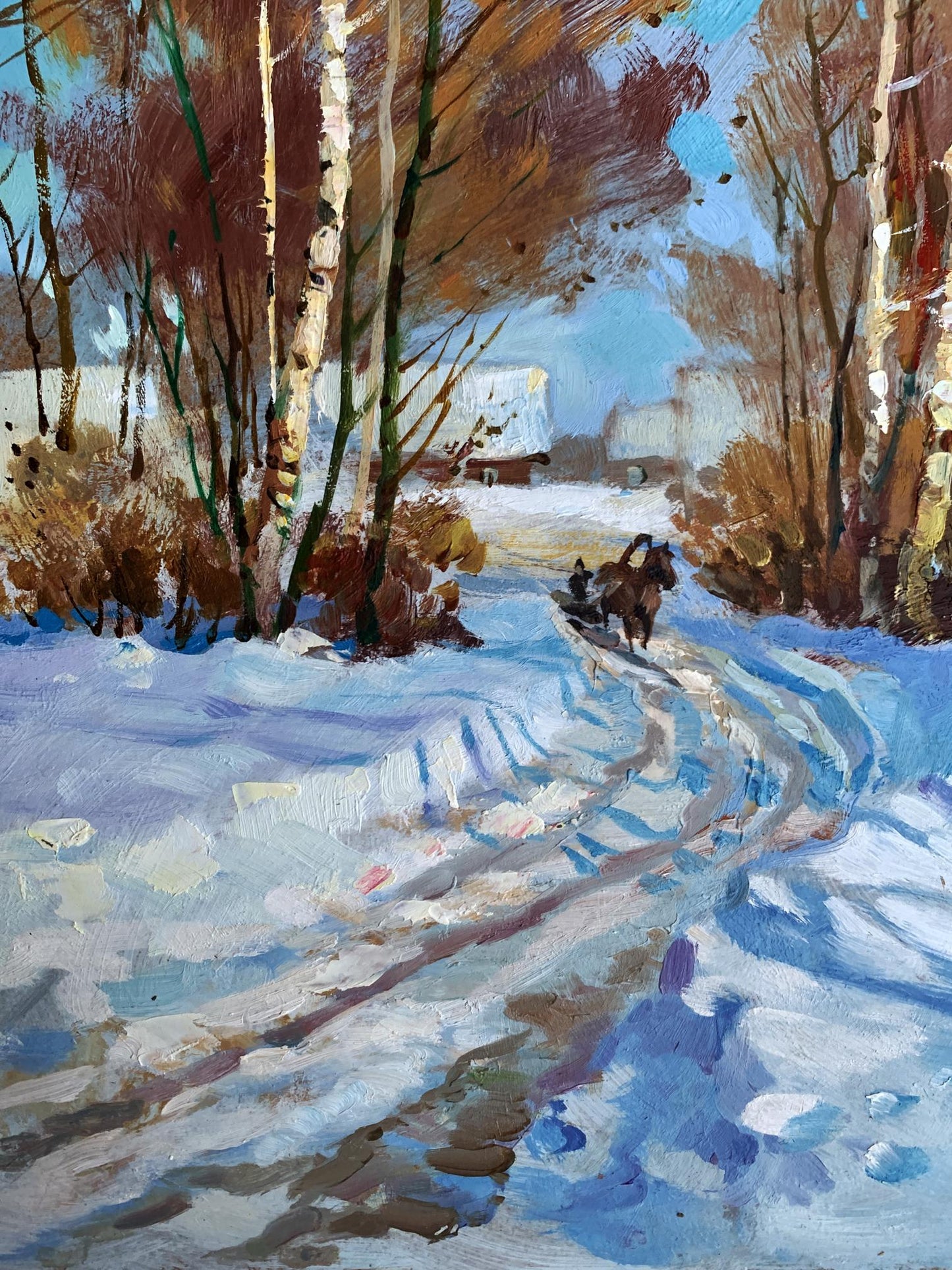 OIl painting Sunny winter day Yuriy Suprunchuk